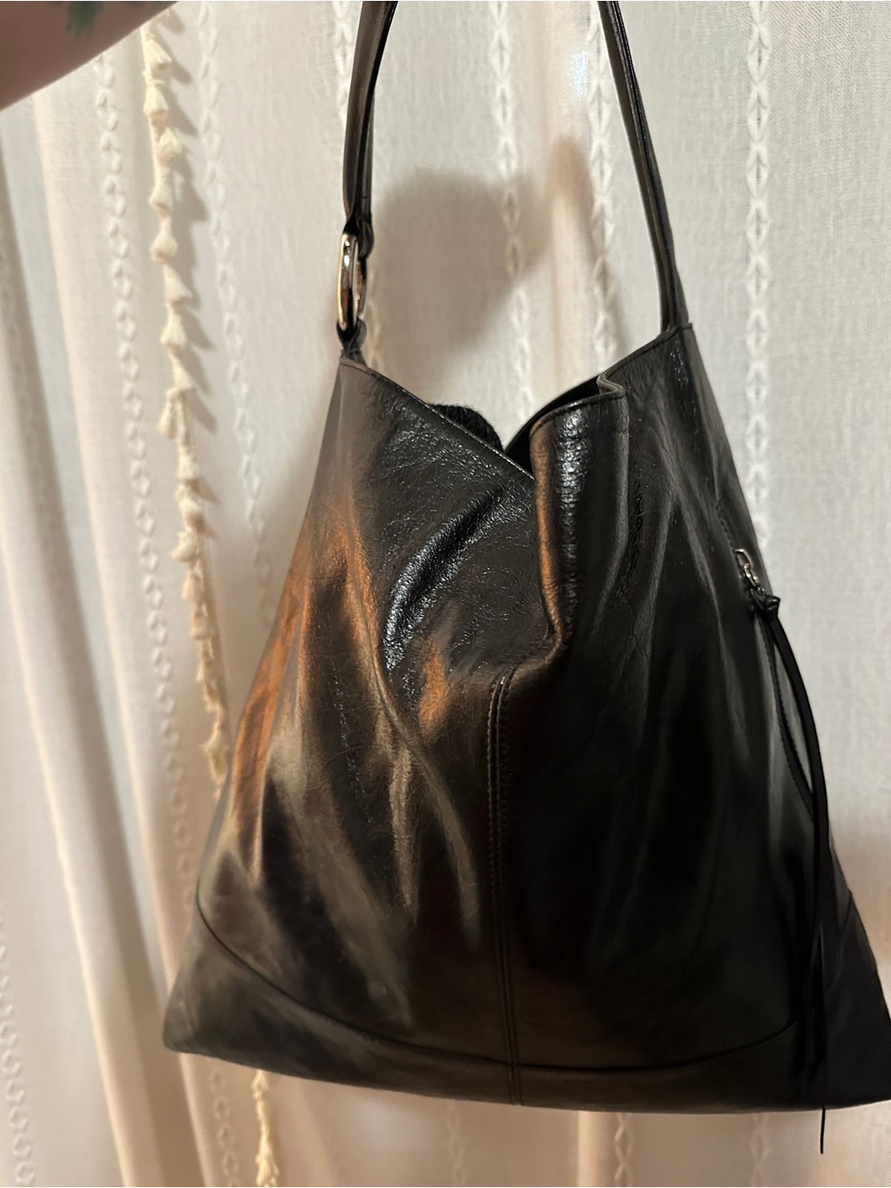 Vintage HOBO International Black Leather Quartered Hobo Bag - Picture 10 of 11